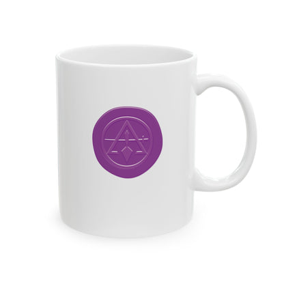 Two-Sided Purple Wax Seal Cryptic Council White Ceramic Coffee Mug (11oz, 15oz)