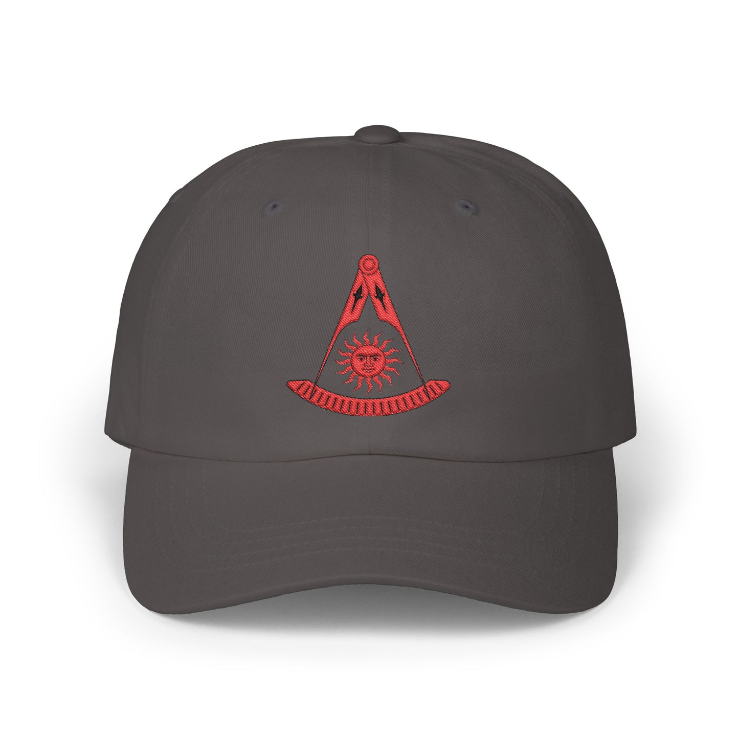 Past Master Embroidered Dad Cap – Compass & Quadrant (Red)