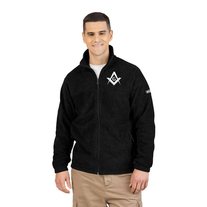 Embroidered Columbia Fleece Jacket - Square and Compass (White)