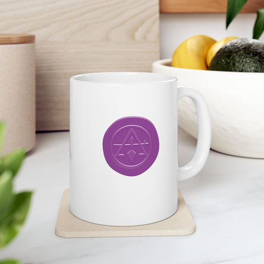 Purple Wax Seal Cryptic Council White Ceramic Coffee Mug (11oz, 15oz)