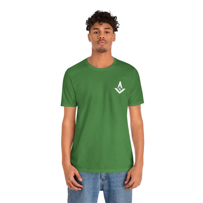 Fellowcraft T-Shirt from Channel Islands Lodge 214 featuring blue and green design, made by Printify, casual fit and comfortable fabric.