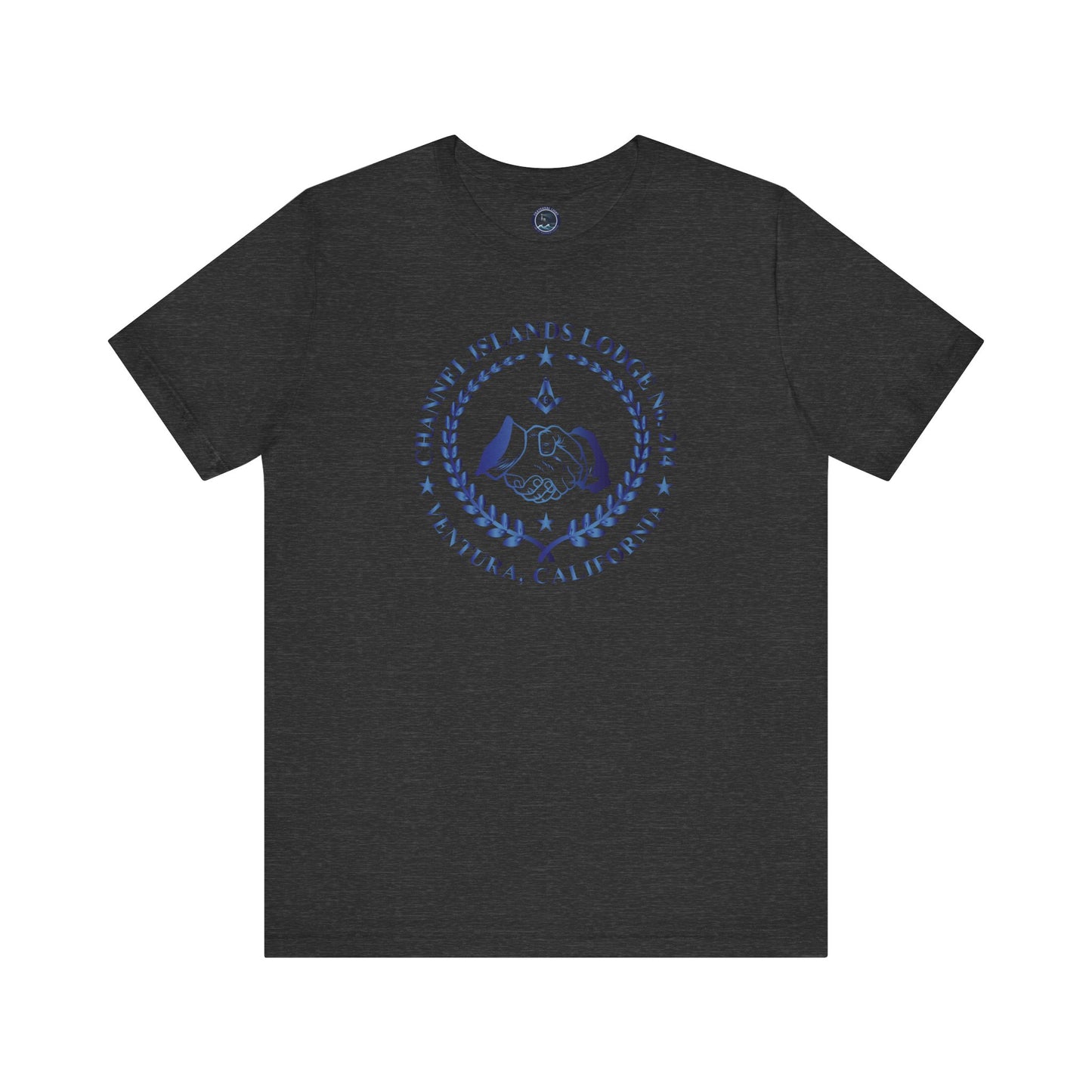 Channel Islands Lodge 214 short sleeve T-shirt in sapphire gradient, featuring a comfortable fit and vibrant color.
