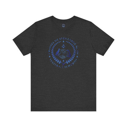 Channel Islands Lodge 214 short sleeve T-shirt in sapphire gradient, featuring a comfortable fit and vibrant color.