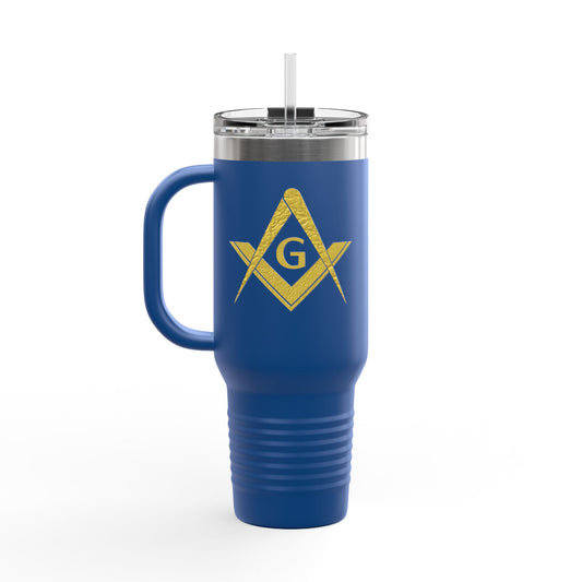 Two-Sided Simple Square and Compass Insulated Travel Tumbler (40oz) - Gold Leaf