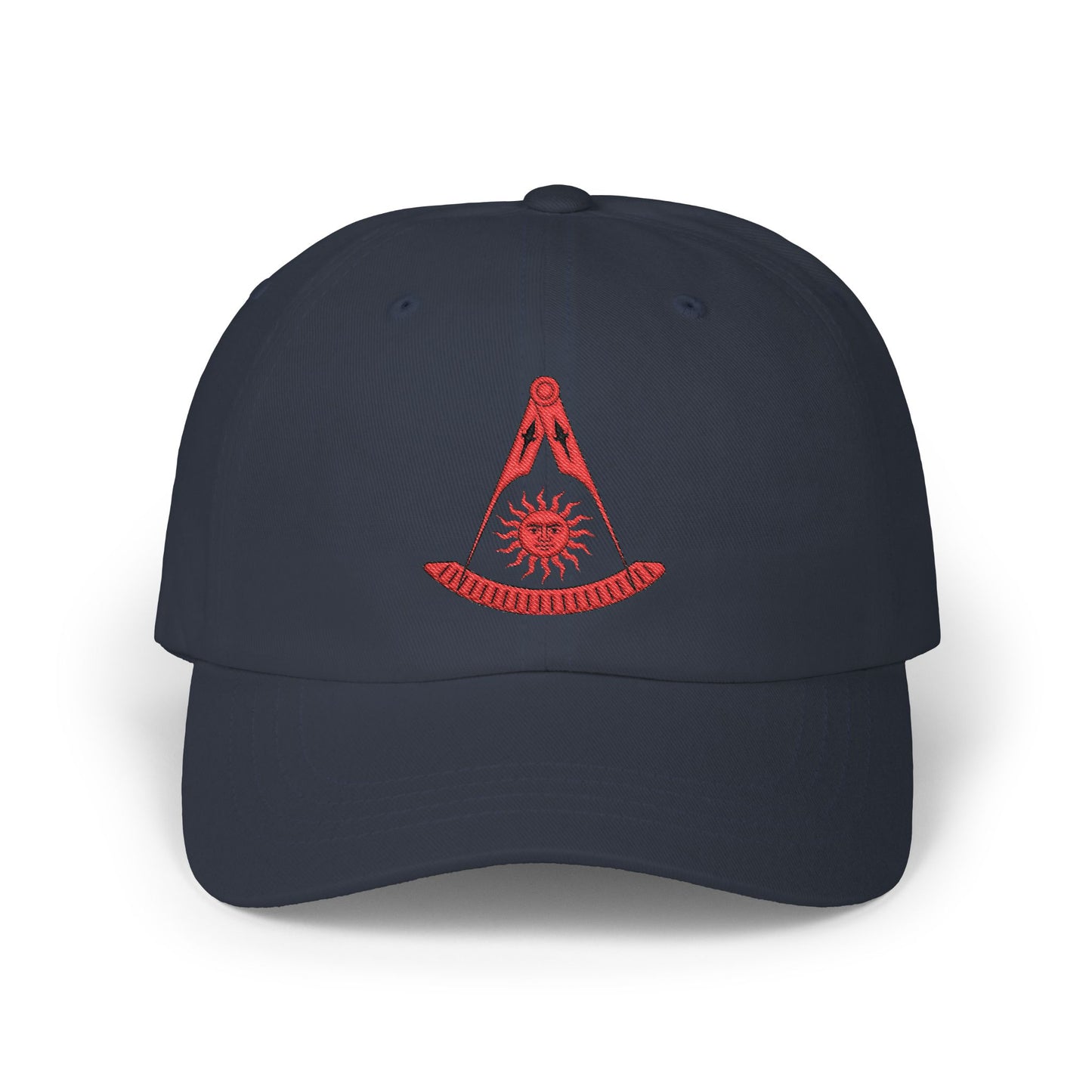 Past Master Embroidered Dad Cap – Compass & Quadrant (Red)