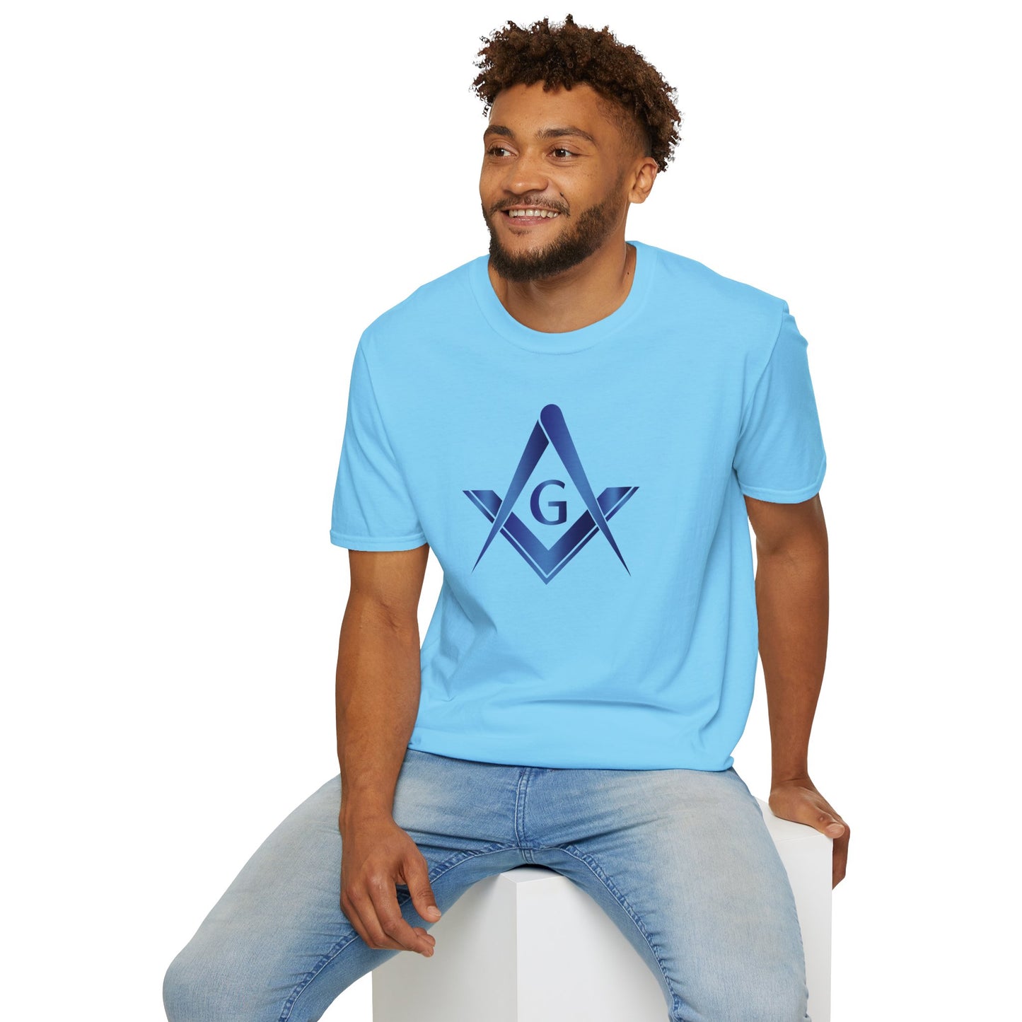 Sapphire Square and Compass Softstyle T-Shirt - Classic (Front Print)