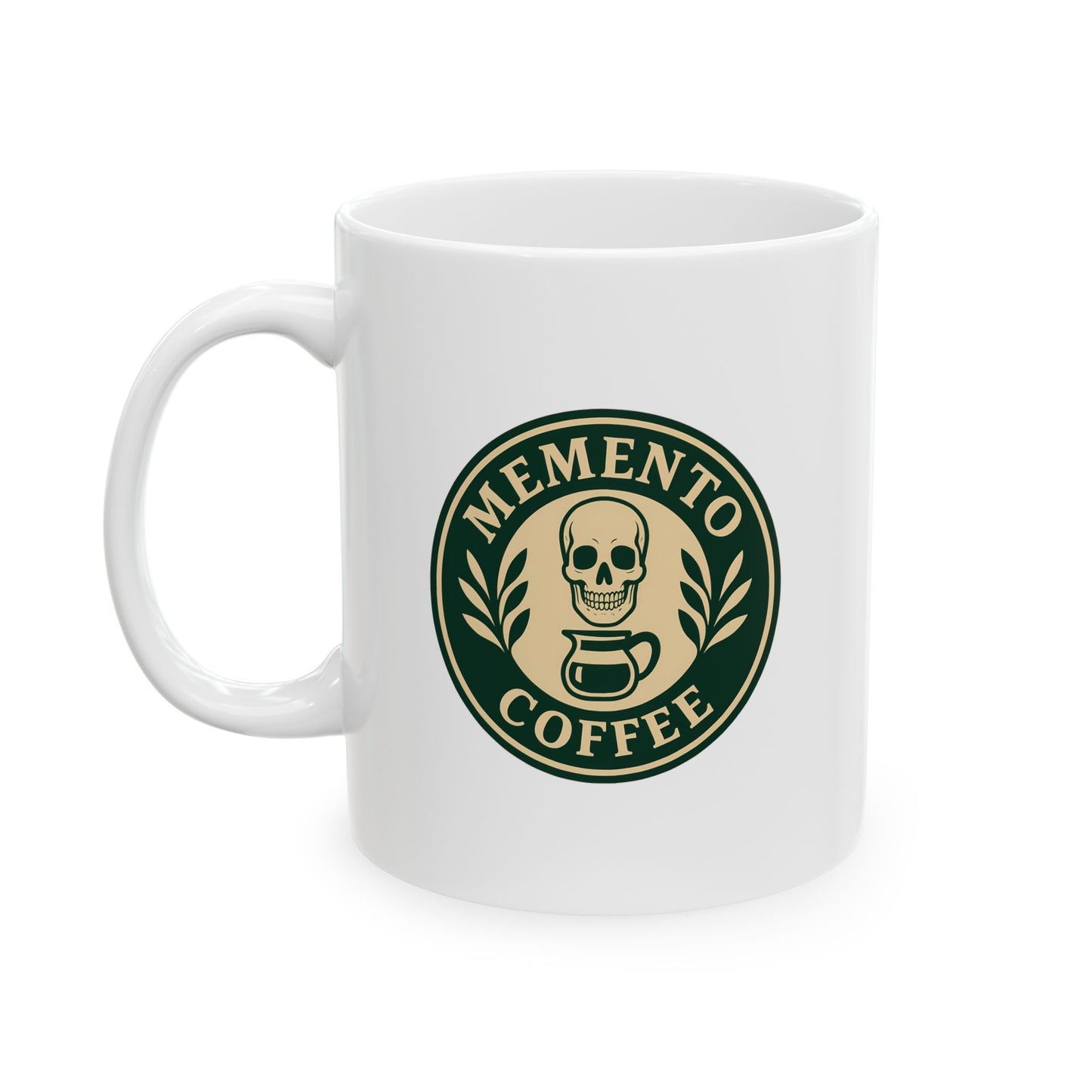 2-Sided Memento Coffee Ceramic Mug - Acacia (Green/Tan)